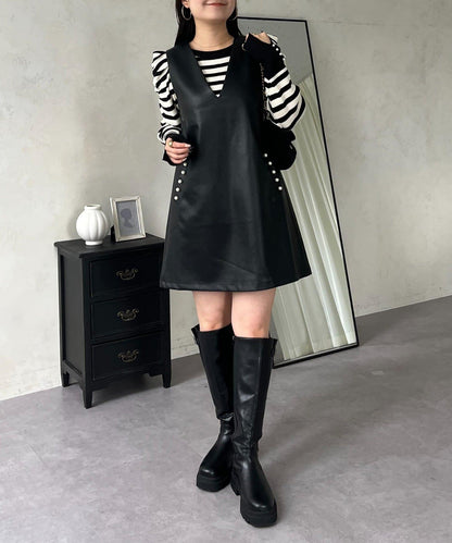 中長款仿皮馬甲