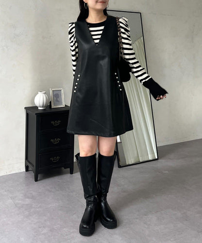 中長款仿皮馬甲