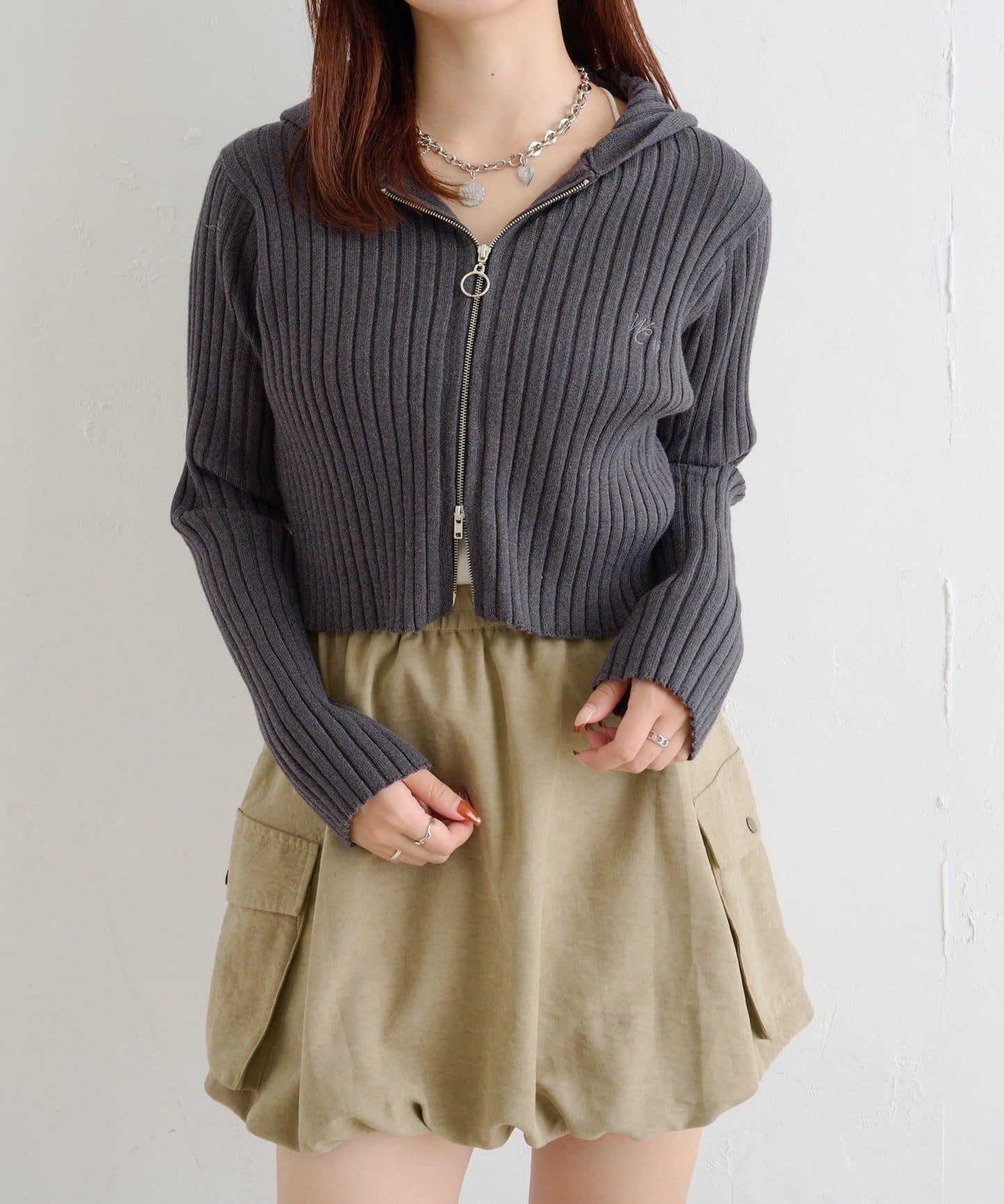 【w closet】WZIP連帽針織衫