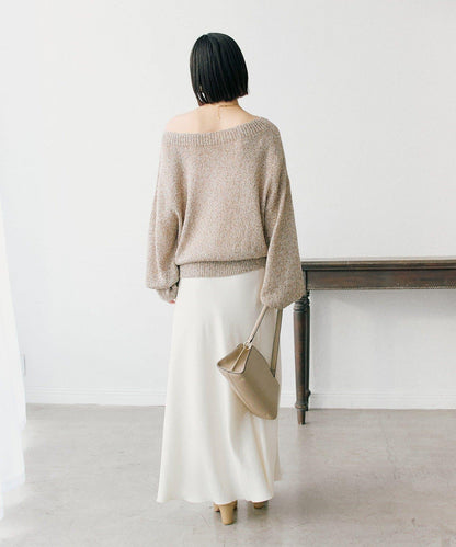 【可單肩或一字肩穿著！】混紡紙紗針織衫