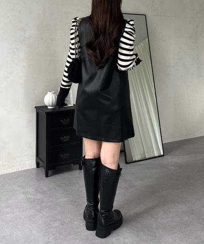 中長款仿皮馬甲