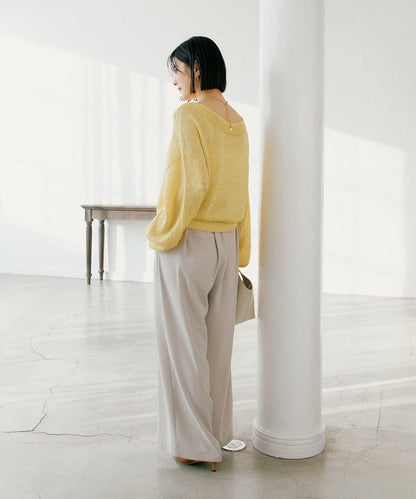 【可單肩或一字肩穿著！】混紡紙紗針織衫