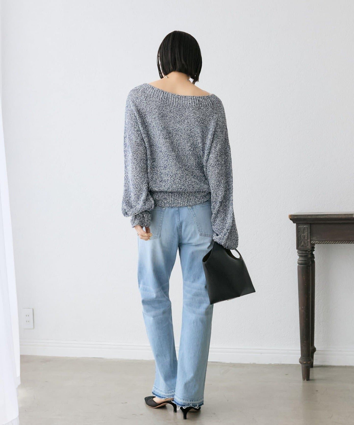 【可單肩或一字肩穿著！】混紡紙紗針織衫