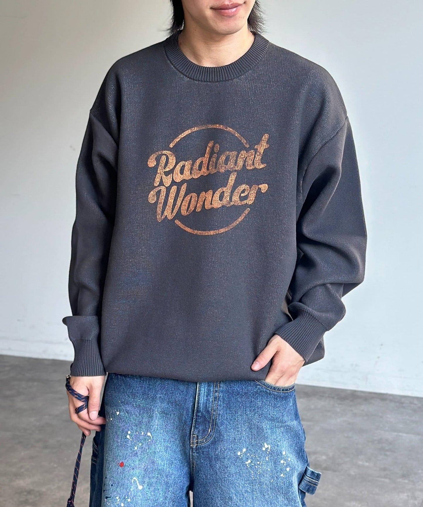 可雙面穿拼色標誌衛衣風針織衫