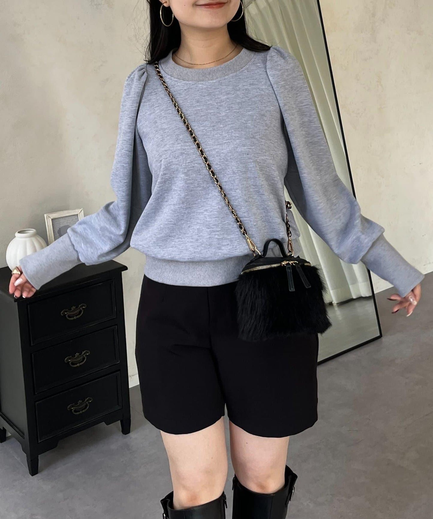 袖珍珠泡泡袖衛衣