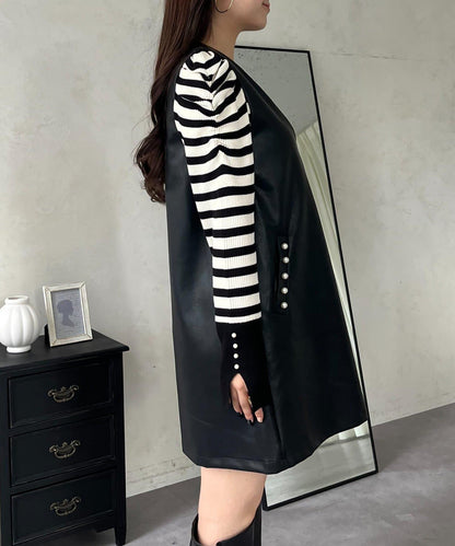 中長款仿皮馬甲