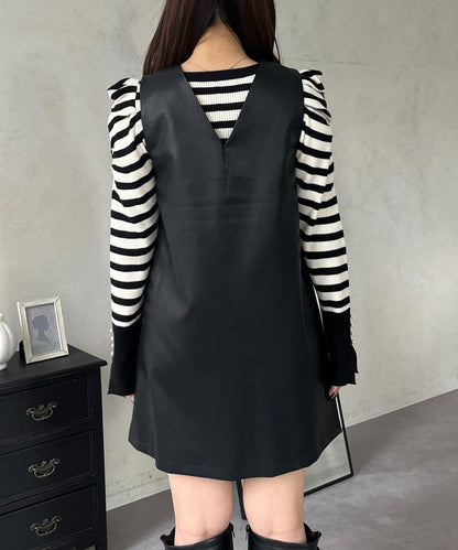 中長款仿皮馬甲