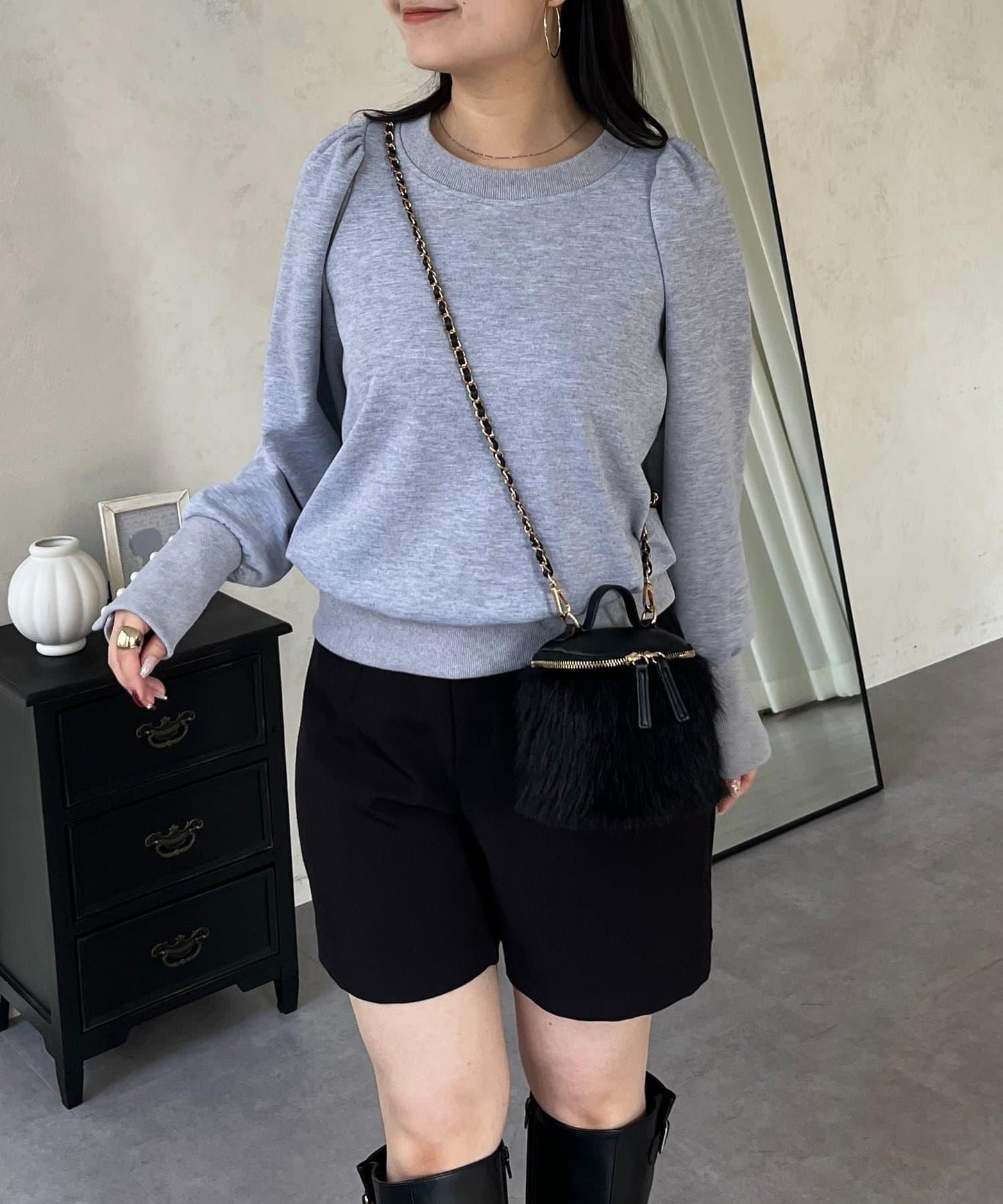 袖珍珠泡泡袖衛衣