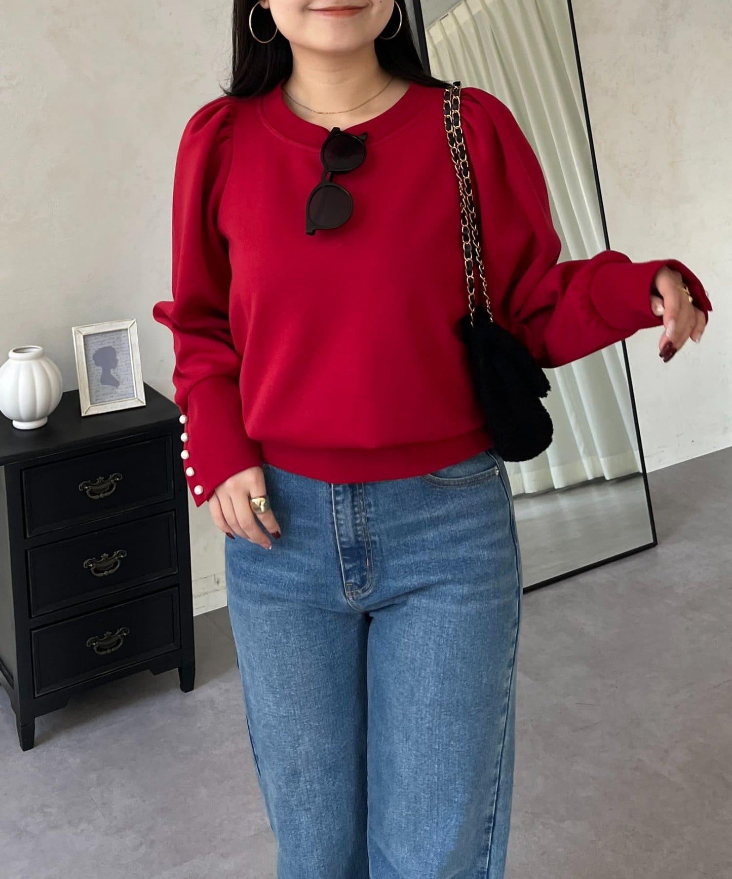 袖珍珠泡泡袖衛衣