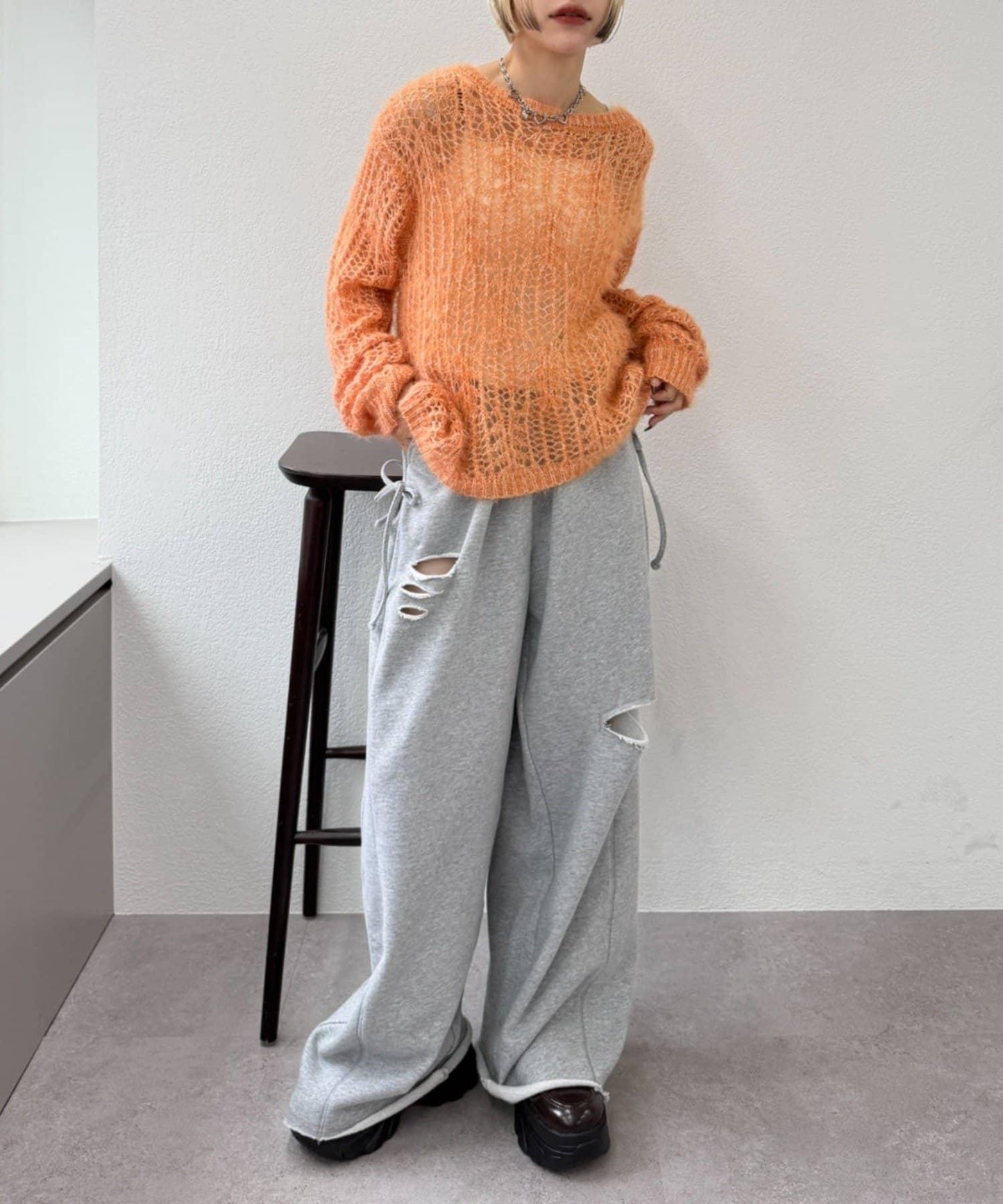 【w closet】透視亮絲針織衫