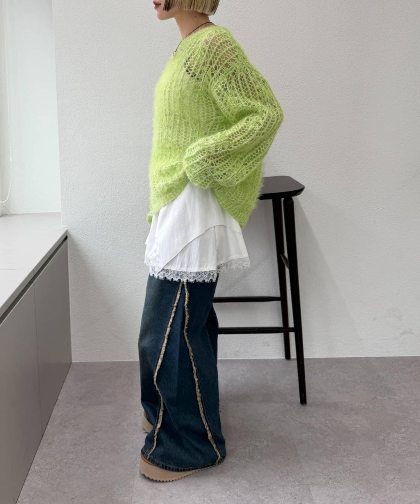 【w closet】透視亮絲針織衫