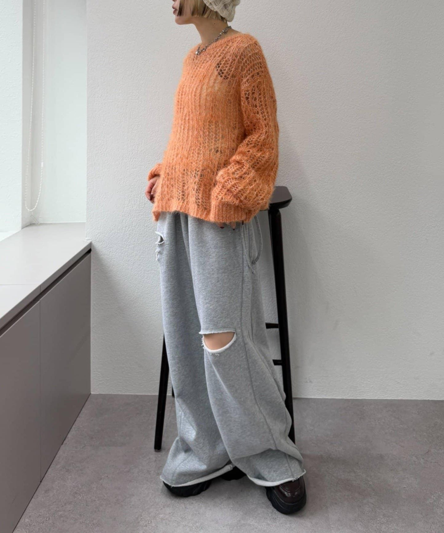 【w closet】透視亮絲針織衫