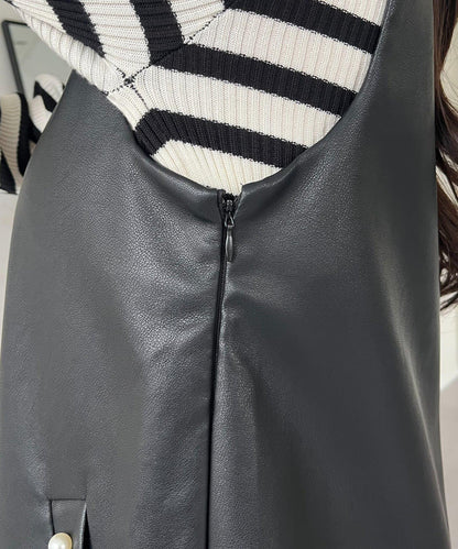 中長款仿皮馬甲