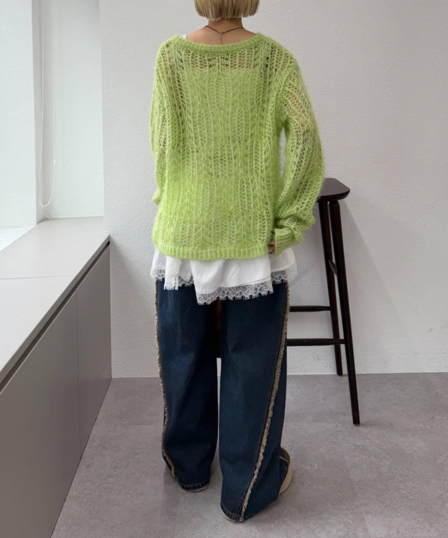 【w closet】透視亮絲針織衫