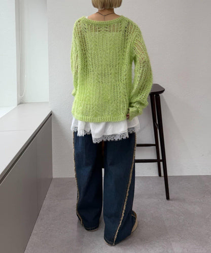 【w closet】透視亮絲針織衫