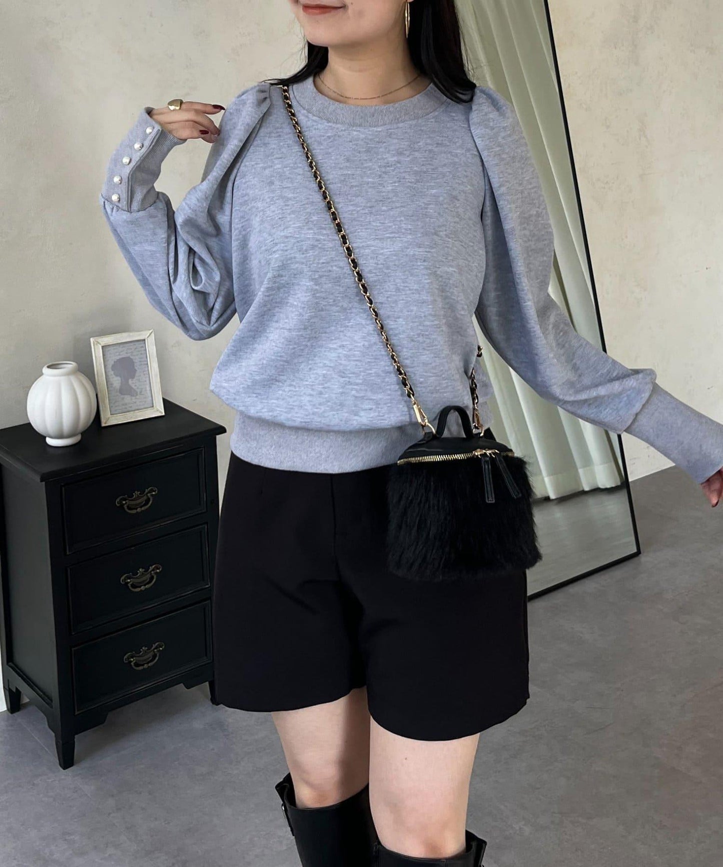 袖珍珠泡泡袖衛衣