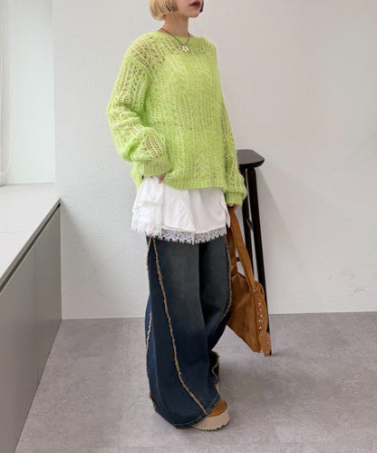 【w closet】透視亮絲針織衫