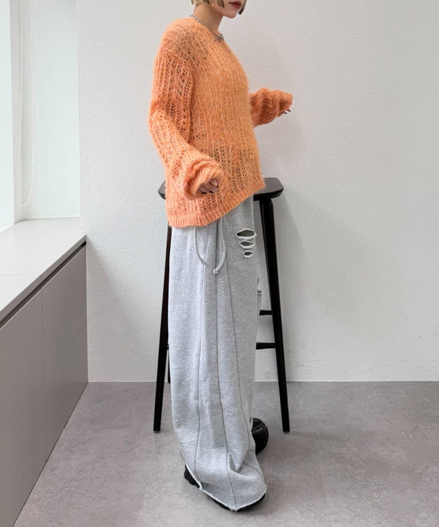 【w closet】透視亮絲針織衫