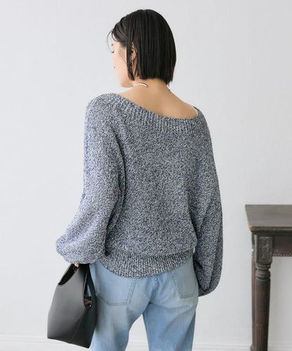 【可單肩或一字肩穿著！】混紡紙紗針織衫