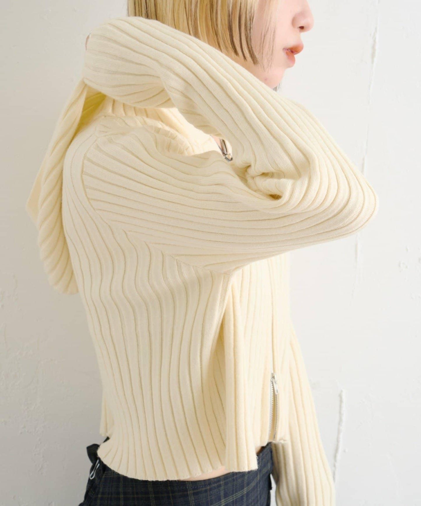 【w closet】WZIP連帽針織衫