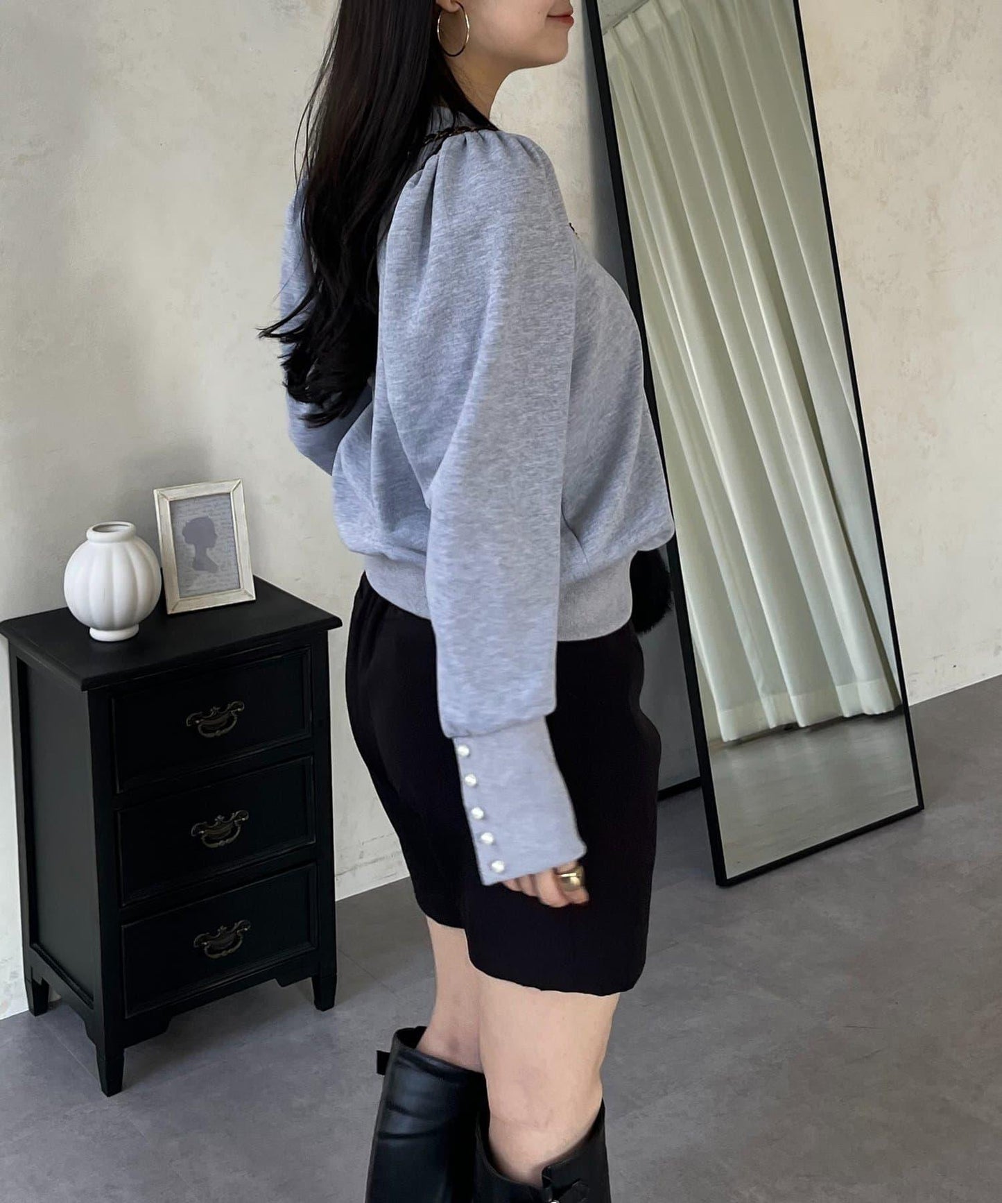 袖珍珠泡泡袖衛衣