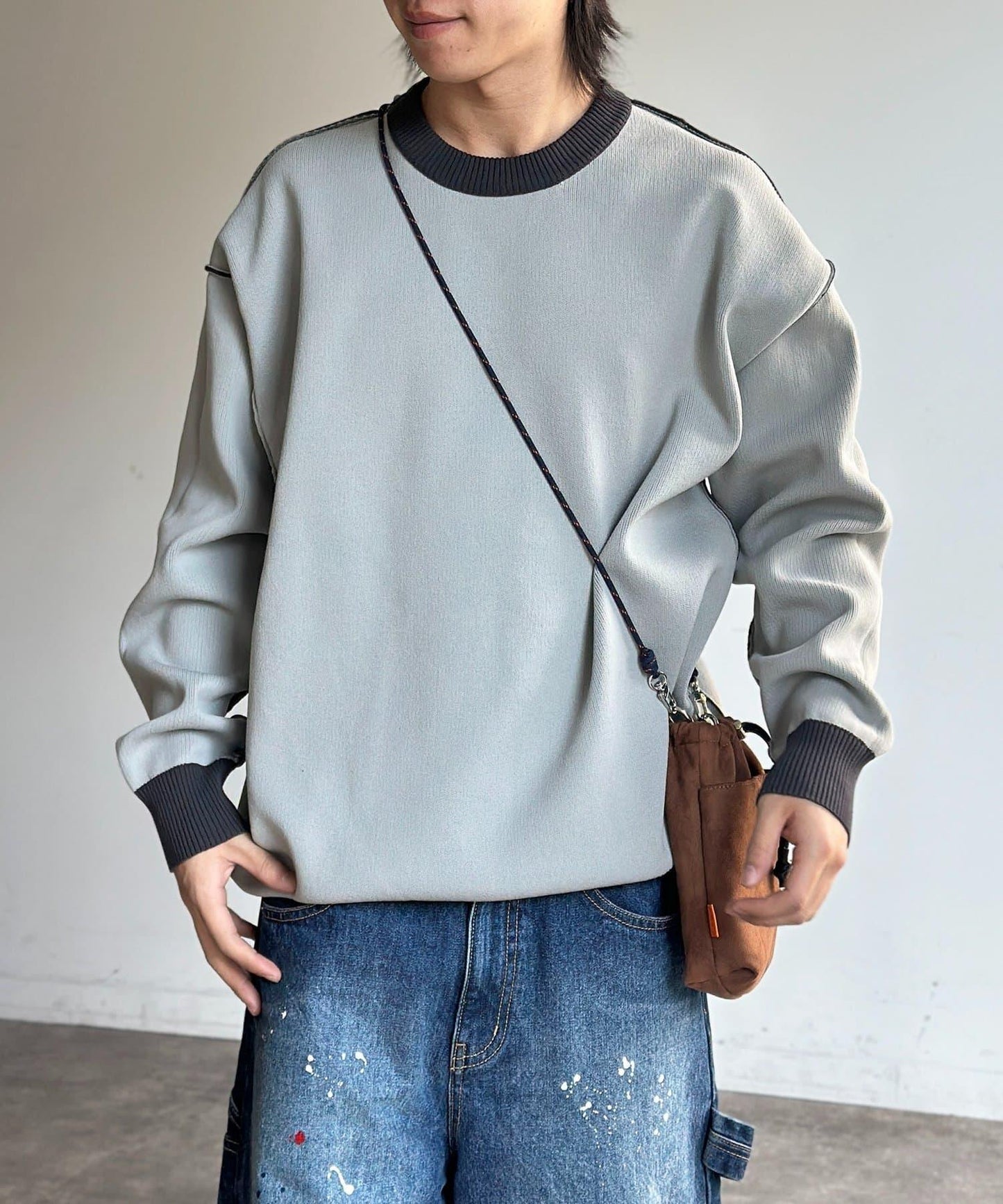 可雙面穿拼色標誌衛衣風針織衫