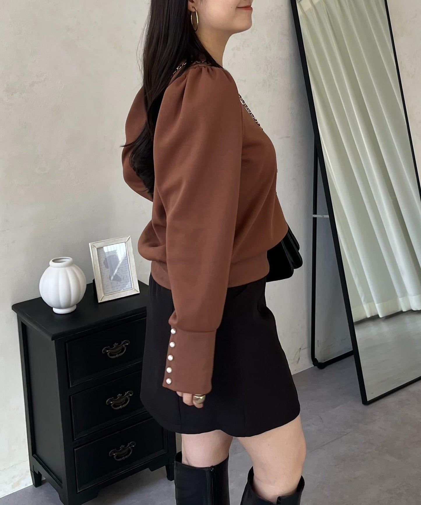 袖珍珠泡泡袖衛衣