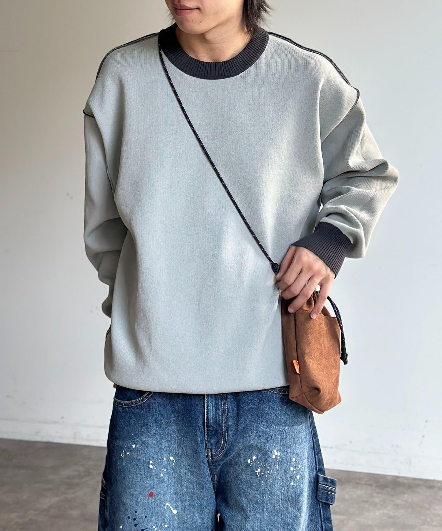 可雙面穿拼色標誌衛衣風針織衫