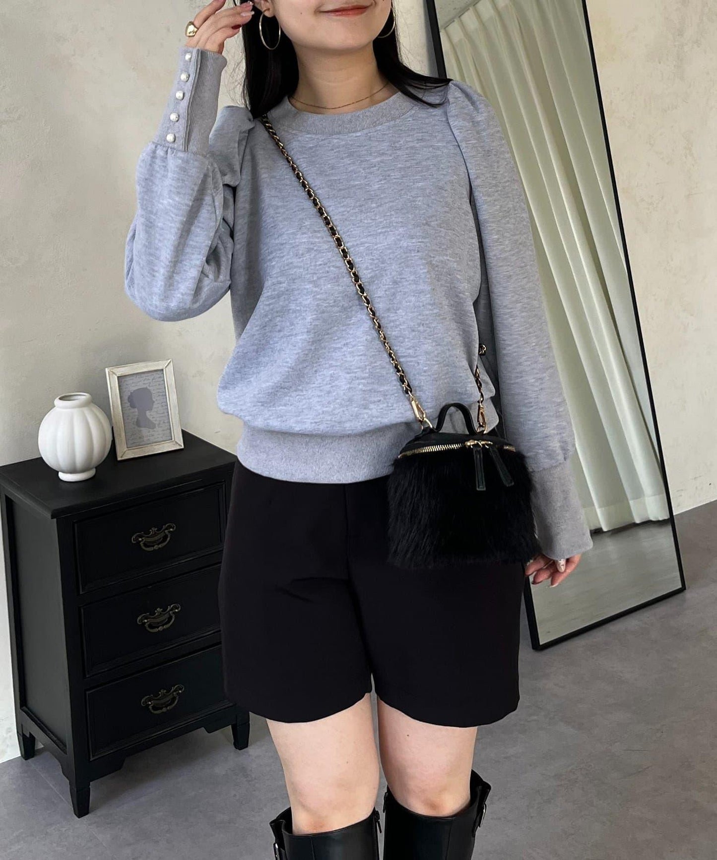 袖珍珠泡泡袖衛衣