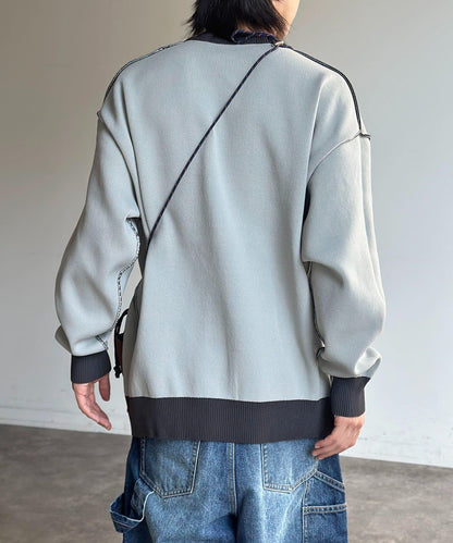可雙面穿拼色標誌衛衣風針織衫