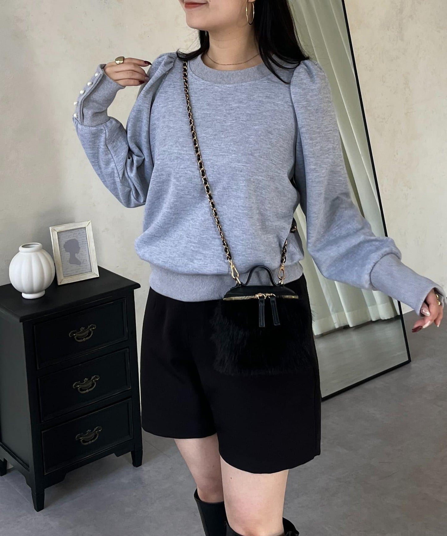 袖珍珠泡泡袖衛衣