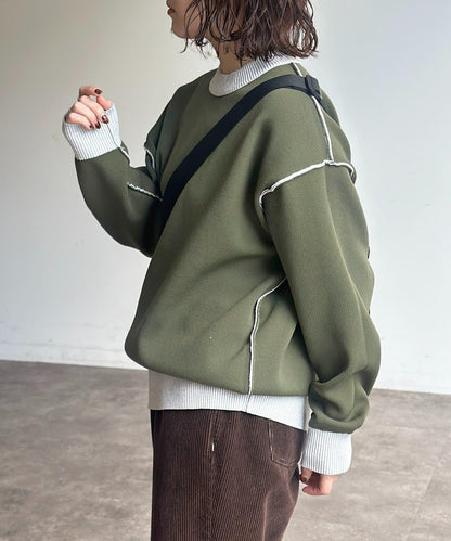 可雙面穿拼色標誌衛衣風針織衫