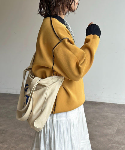 可雙面穿拼色標誌衛衣風針織衫