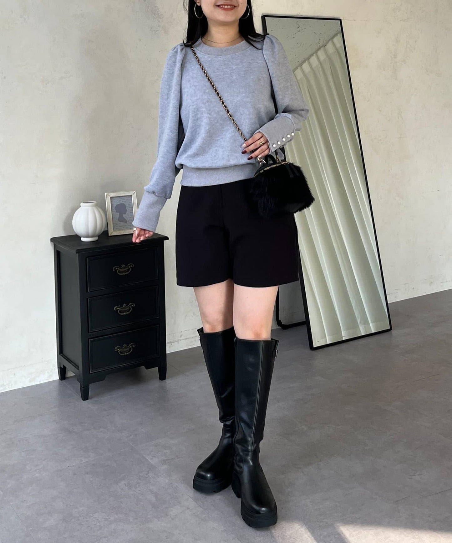 袖珍珠泡泡袖衛衣