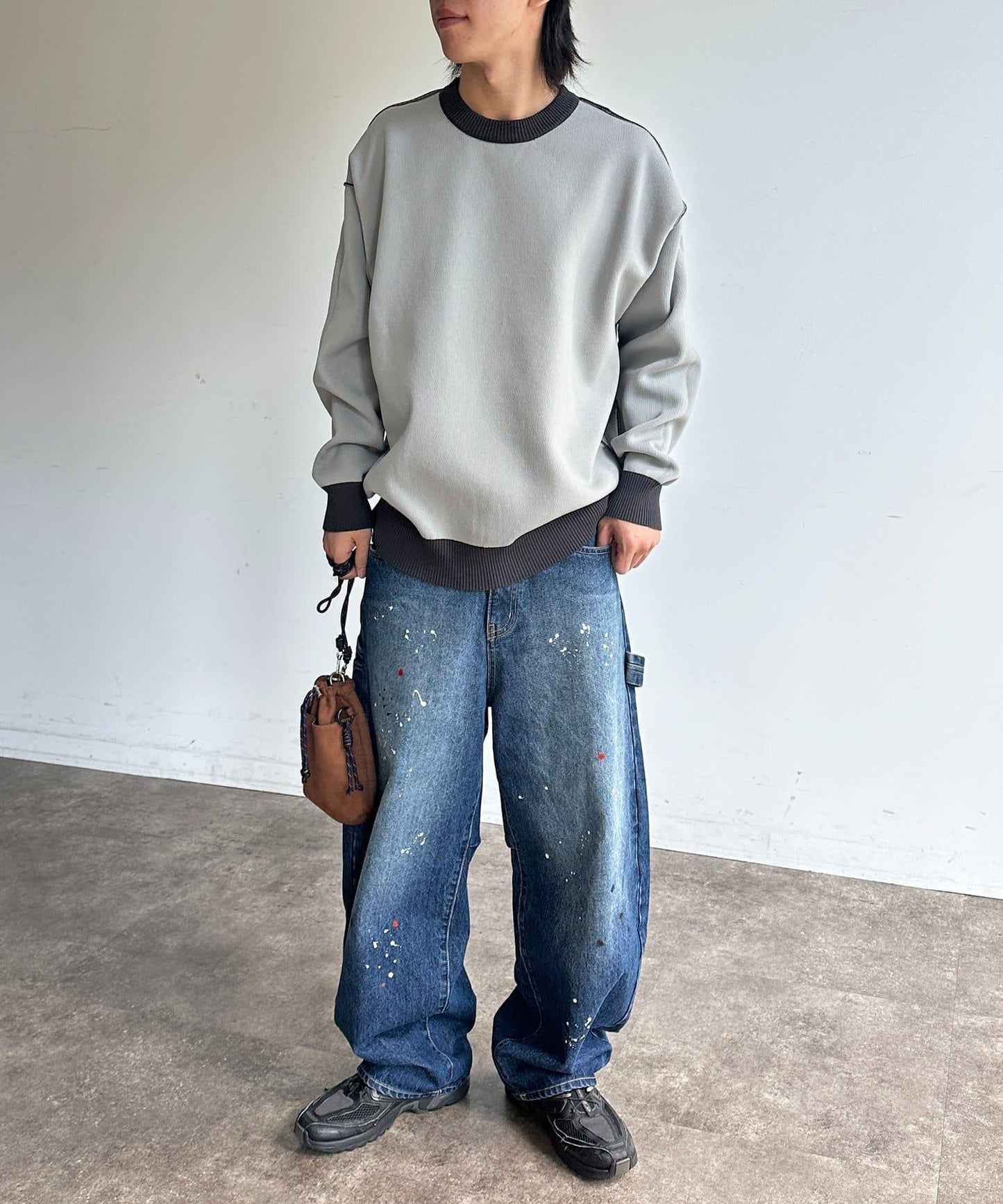 可雙面穿拼色標誌衛衣風針織衫