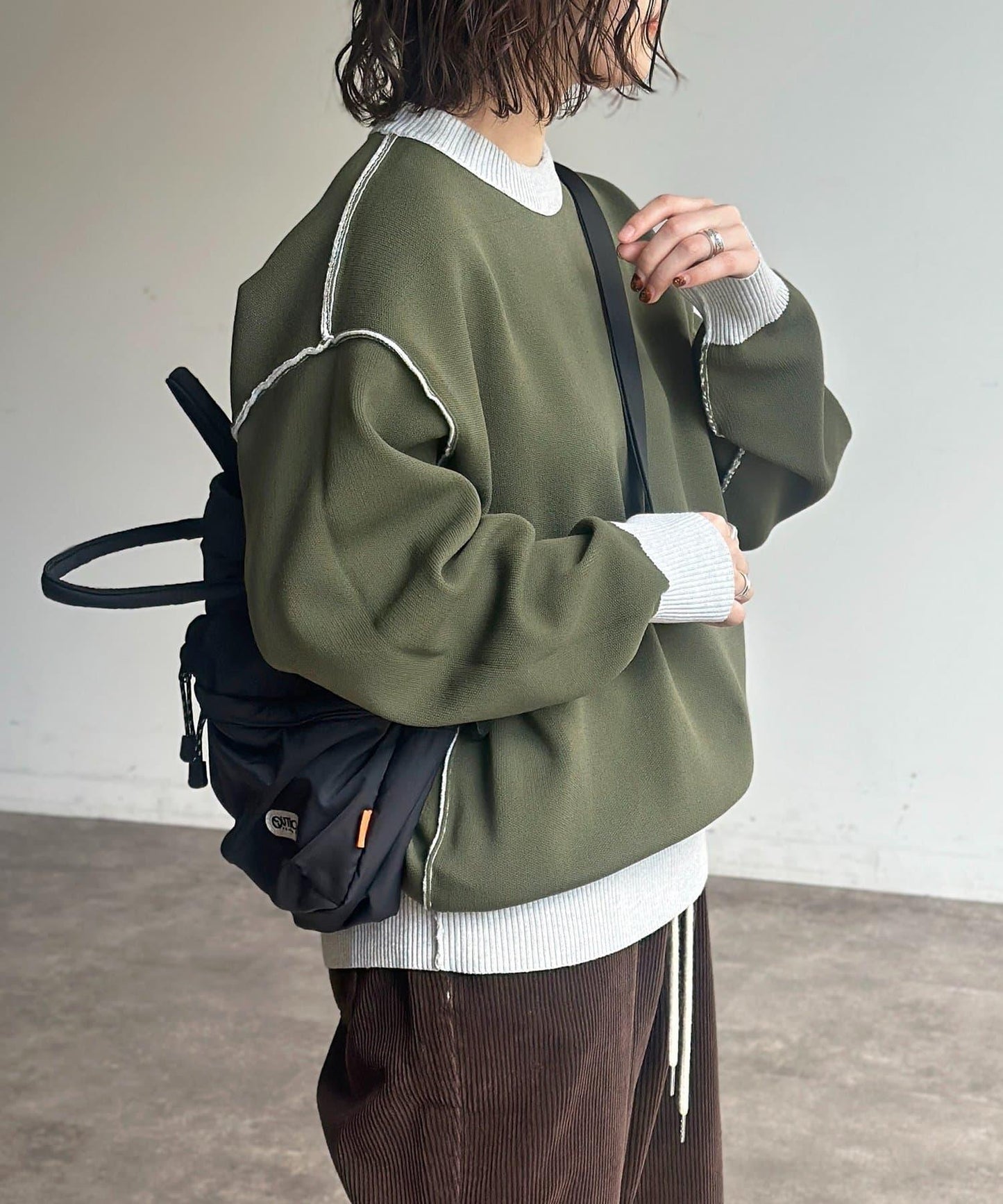 可雙面穿拼色標誌衛衣風針織衫