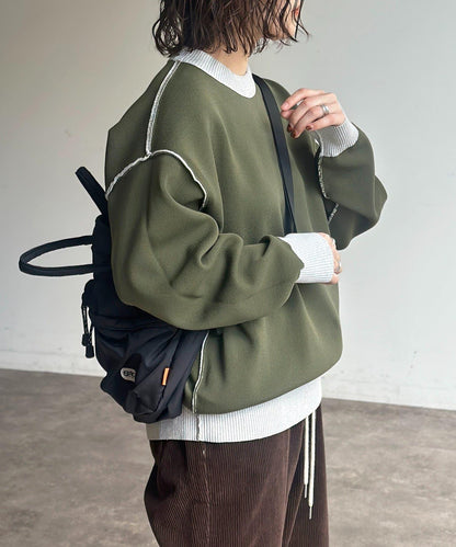 可雙面穿拼色標誌衛衣風針織衫