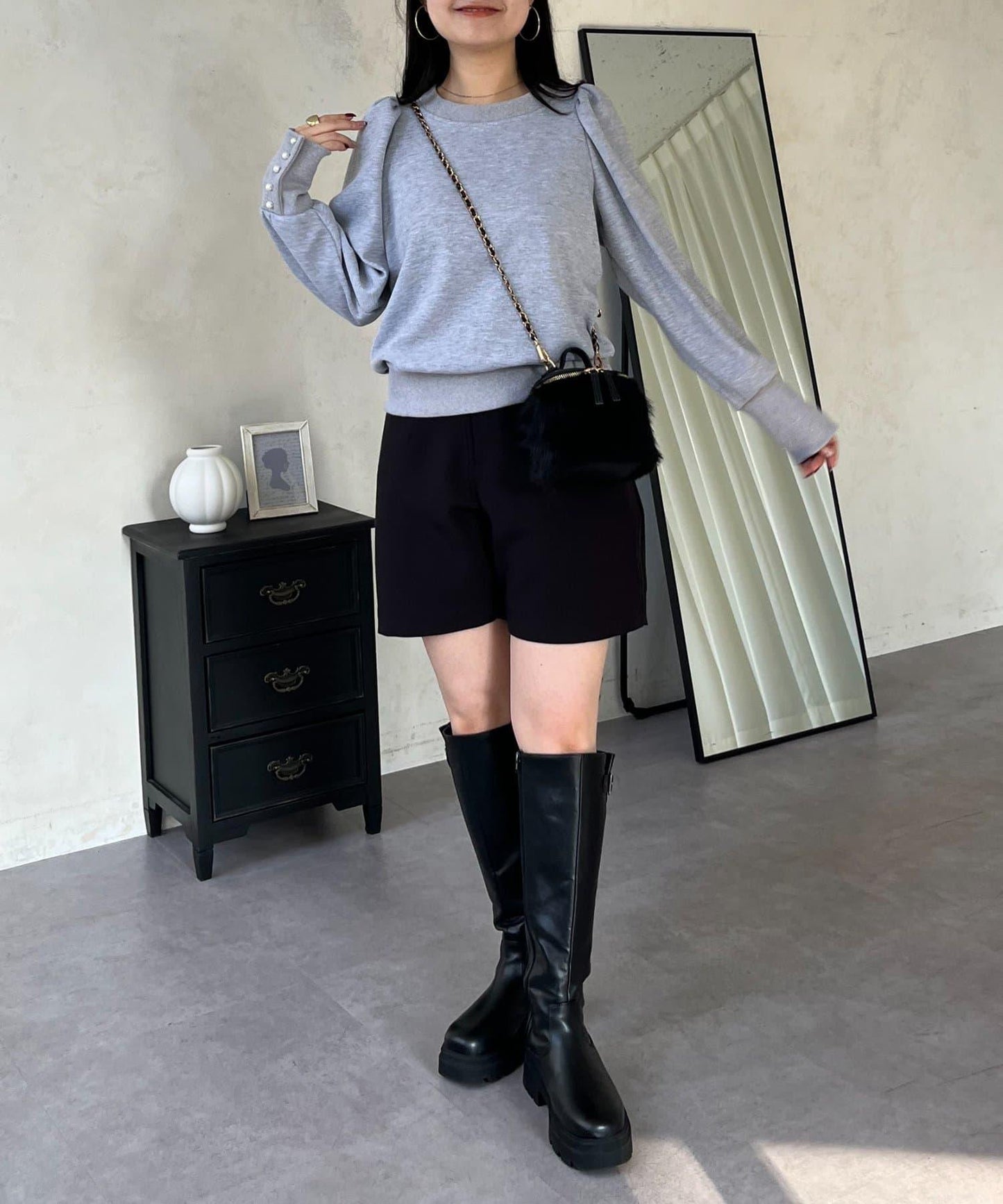 袖珍珠泡泡袖衛衣