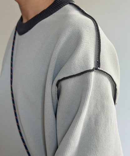 可雙面穿拼色標誌衛衣風針織衫