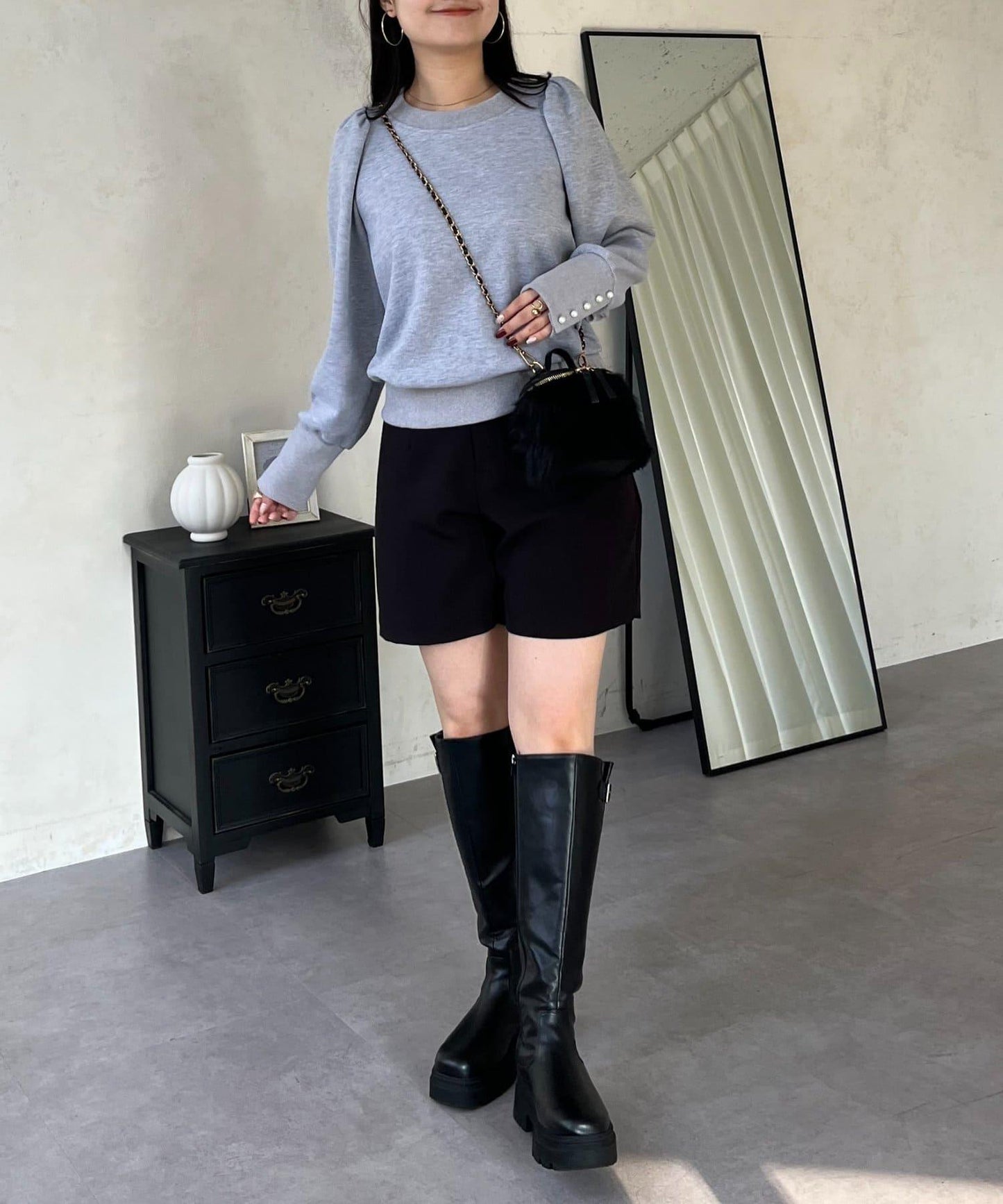 袖珍珠泡泡袖衛衣