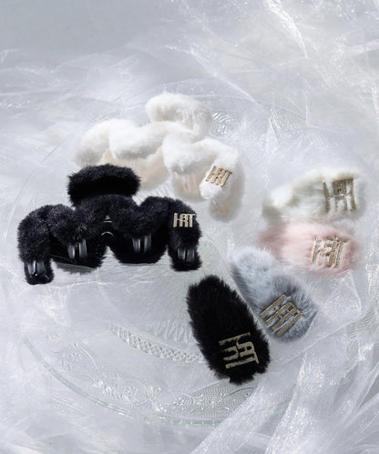 【Latini】帶標誌仿皮草髮夾