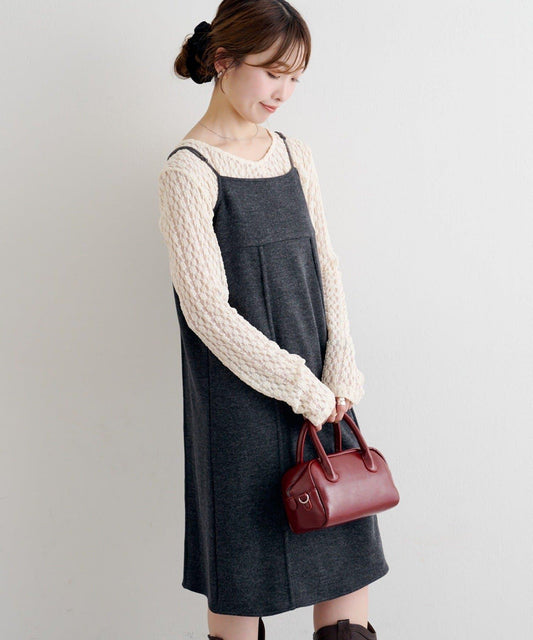 B 針織風格衛衣吊帶連衣裙