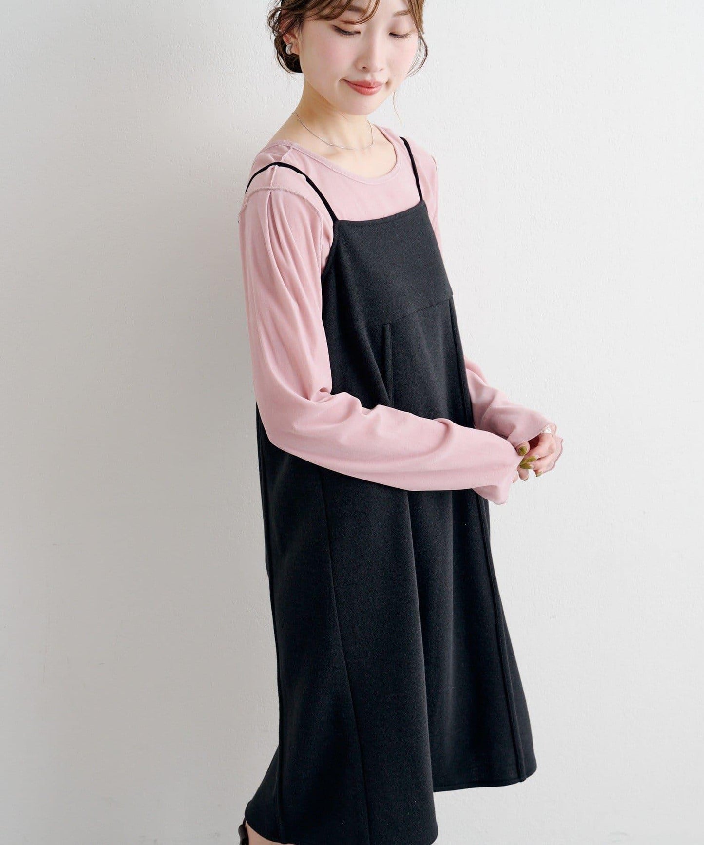 B 針織風格衛衣吊帶連衣裙