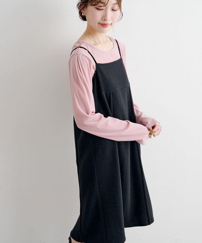 B 針織風格衛衣吊帶連衣裙