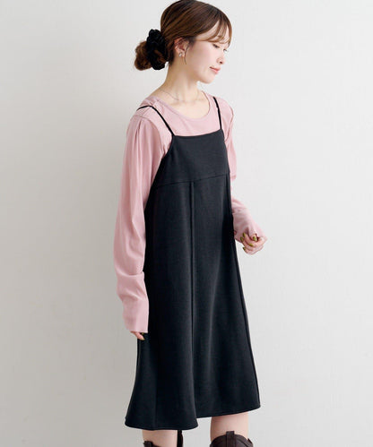 B 針織風格衛衣吊帶連衣裙