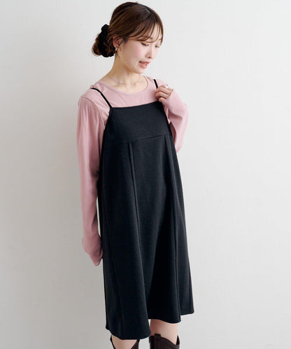 B 針織風格衛衣吊帶連衣裙