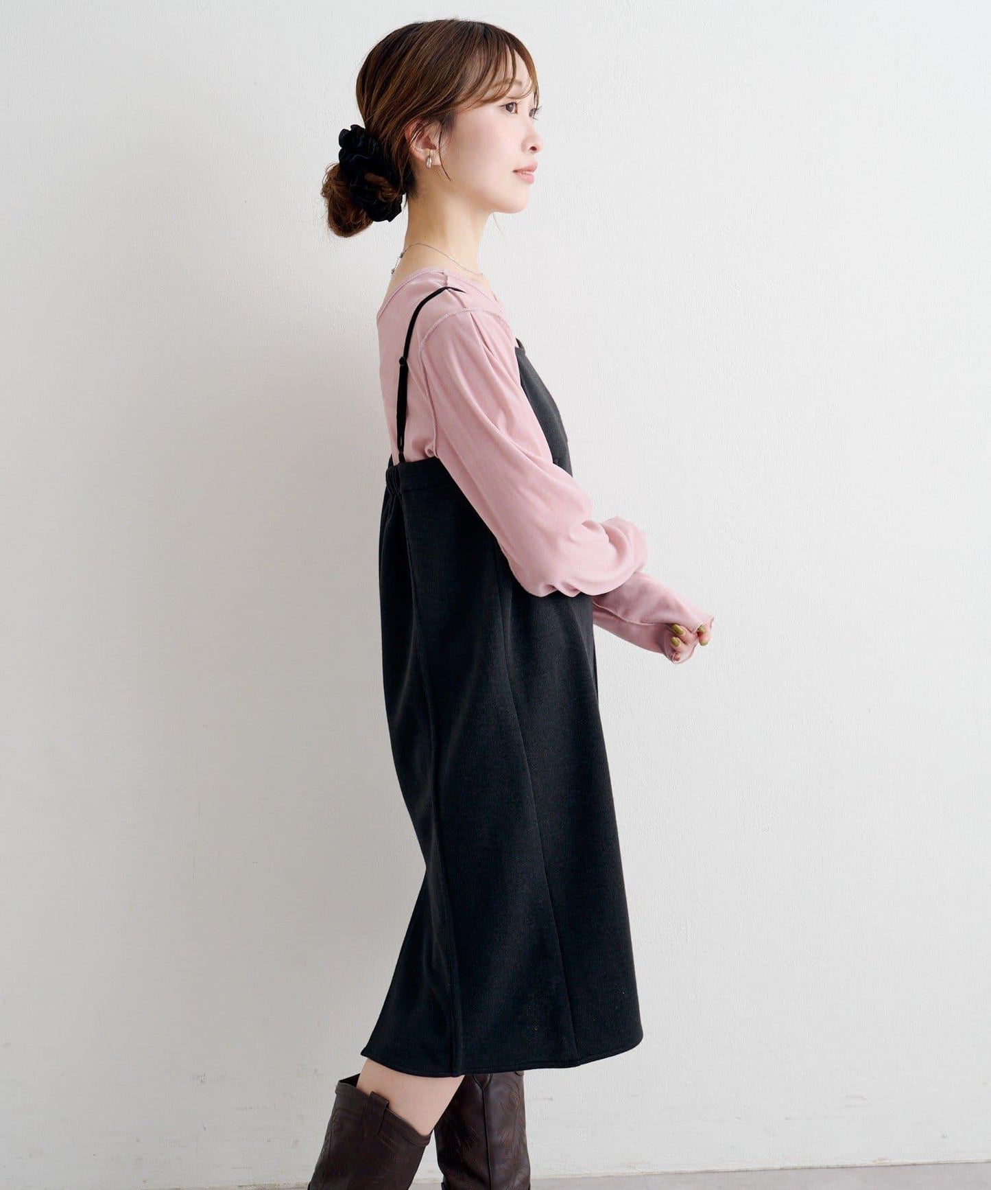 B 針織風格衛衣吊帶連衣裙