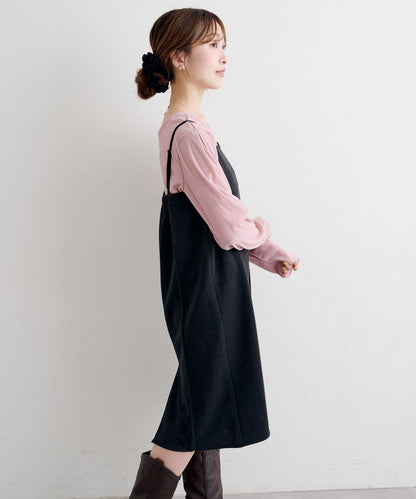 B 針織風格衛衣吊帶連衣裙