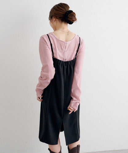 B 針織風格衛衣吊帶連衣裙