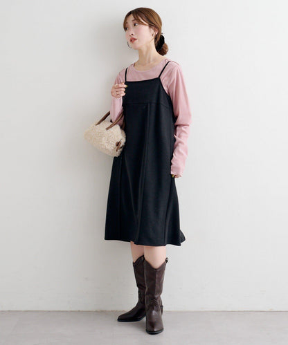 B 針織風格衛衣吊帶連衣裙